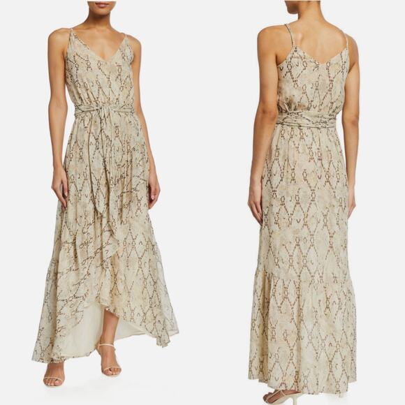 Ramy Brook Sand Colored Printed Clancy Maxi Dress Size Medium - Picture 1 of 9
